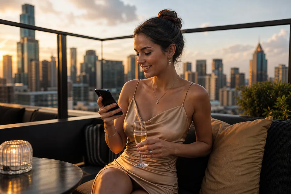A creator celebrating with a glass of champagne while reading fan messages